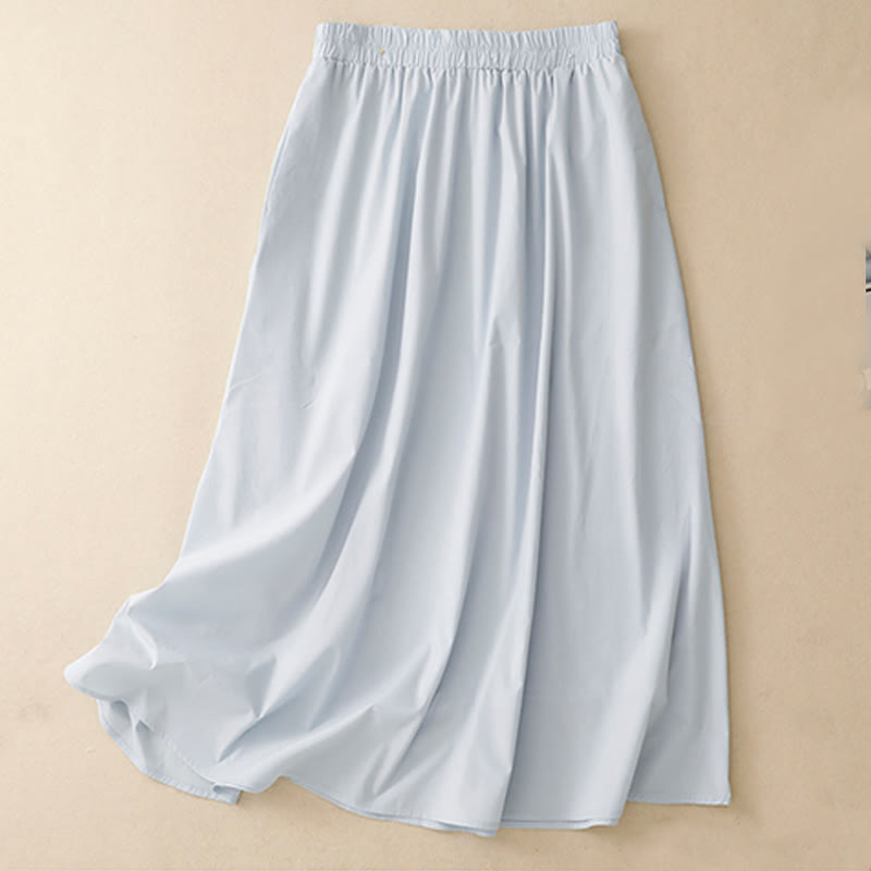 Conjunto de 2 piezas de camisa y falda de media manga con botones irregulares y bolsillos de algodón para mujer de Buddha Stones - image 9