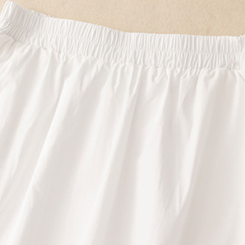 Conjunto de 2 piezas de camisa y falda de media manga con botones irregulares y bolsillos de algodón para mujer de Buddha Stones - image 19