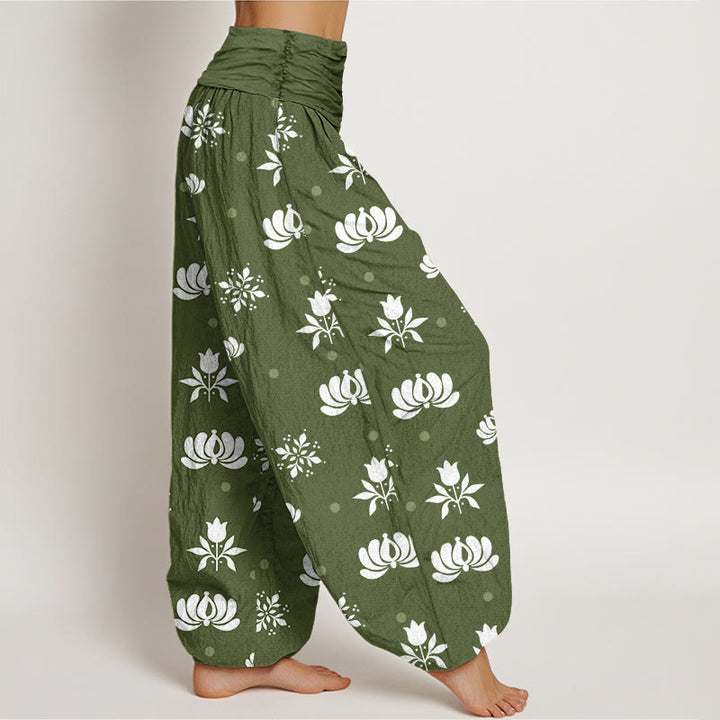 Pantalones harén con cintura elástica para mujer, con estampado de lunares pequeños y piedras de Buddha Stones - image 5