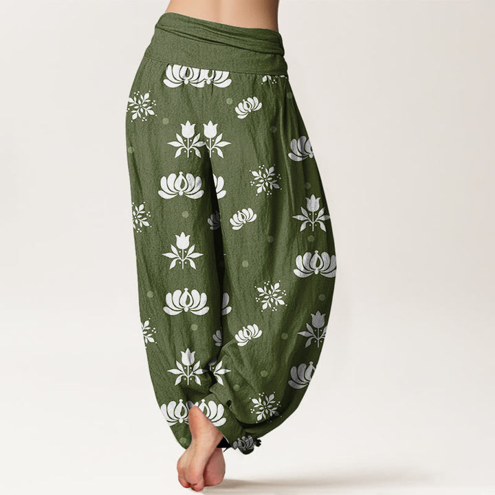 Pantalones harén con cintura elástica para mujer, con estampado de lunares pequeños y piedras de Buddha Stones - image 7
