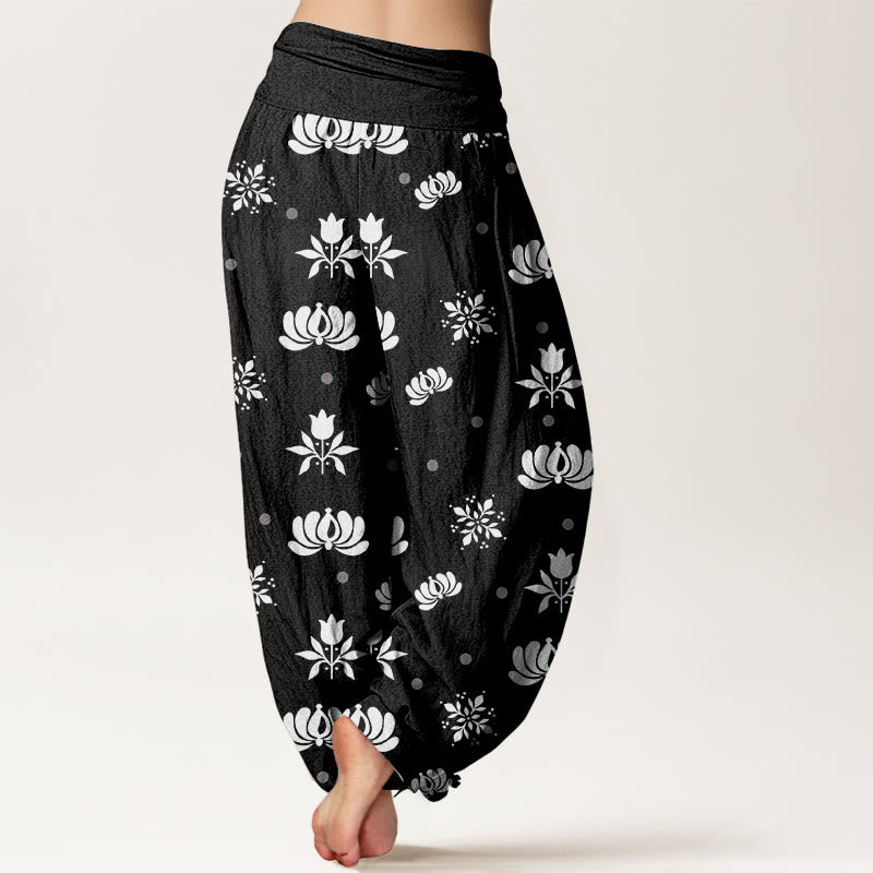 Pantalones harén con cintura elástica para mujer, con estampado de lunares pequeños y piedras de Buddha Stones - image 9