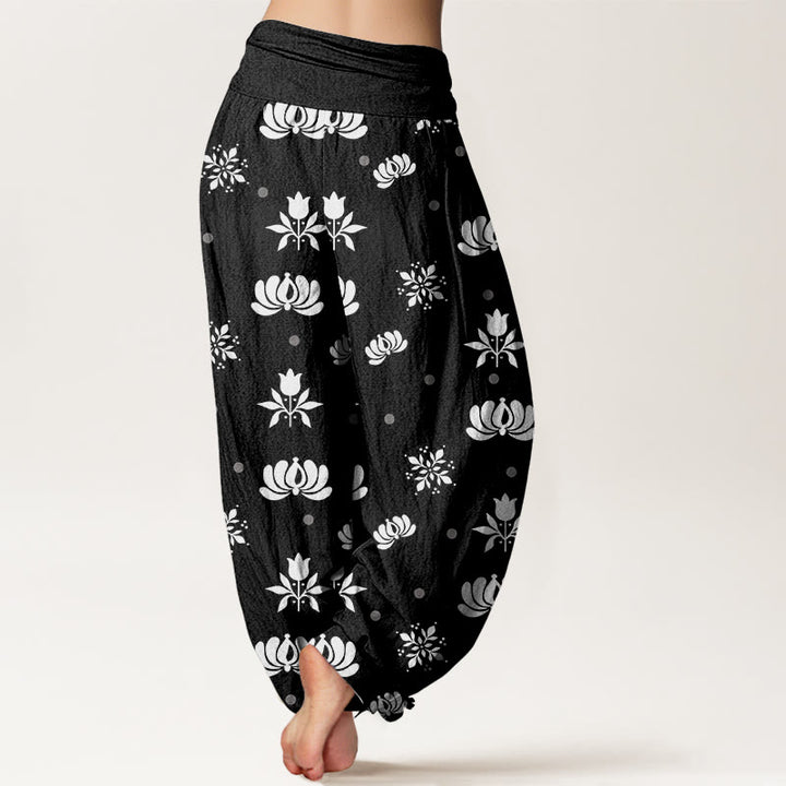 Pantalones harén con cintura elástica para mujer, con estampado de lunares pequeños y piedras de Buddha Stones - image 9