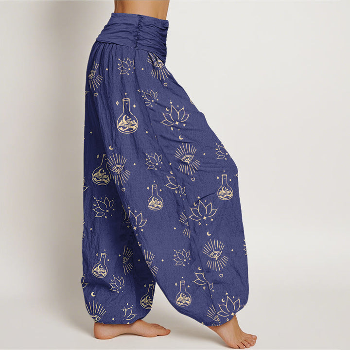Pantalones harén informales con estampado de Ojo de Horus y Buddha Stones para mujer, con cintura elástica - image 5