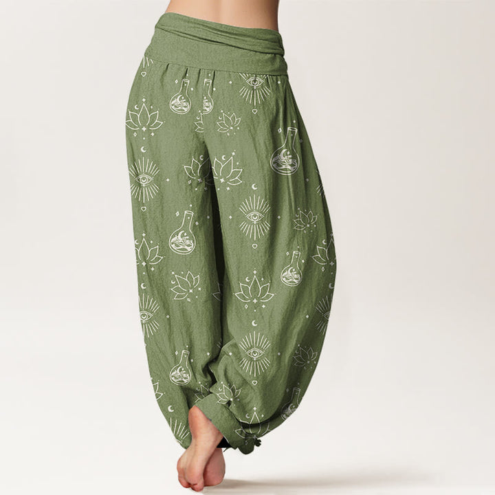 Pantalones harén informales con estampado de Ojo de Horus y Buddha Stones para mujer, con cintura elástica - image 9