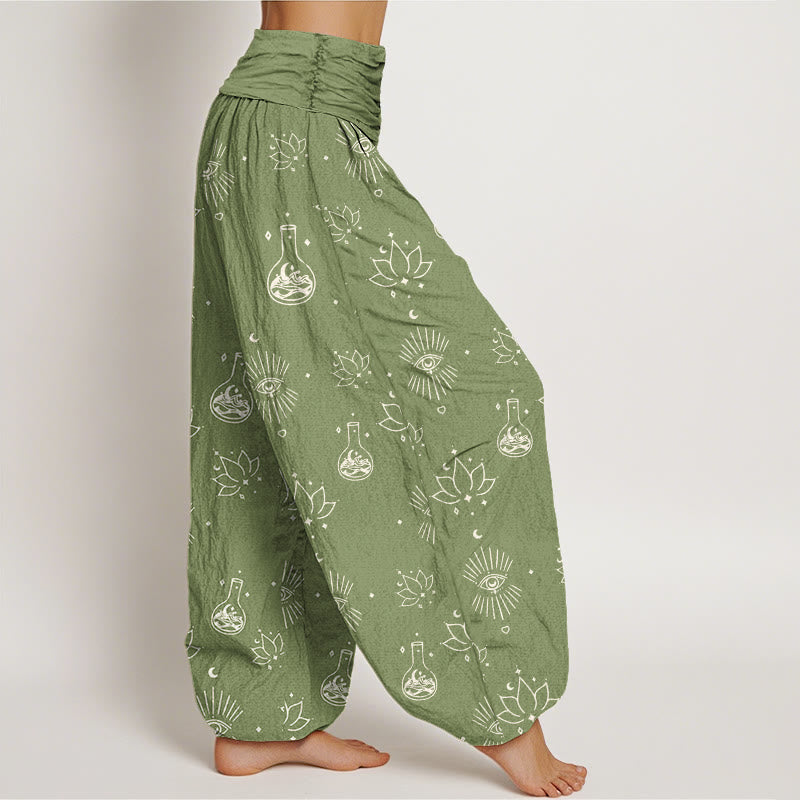 Pantalones harén informales con estampado de Ojo de Horus y Buddha Stones para mujer, con cintura elástica - image 9