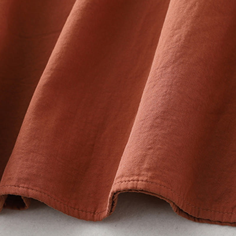 Vestido midi de algodón con mangas largas abullonadas, diseño de patchwork de encaje con volantes y bolsillos de Buddha Stones - image 10
