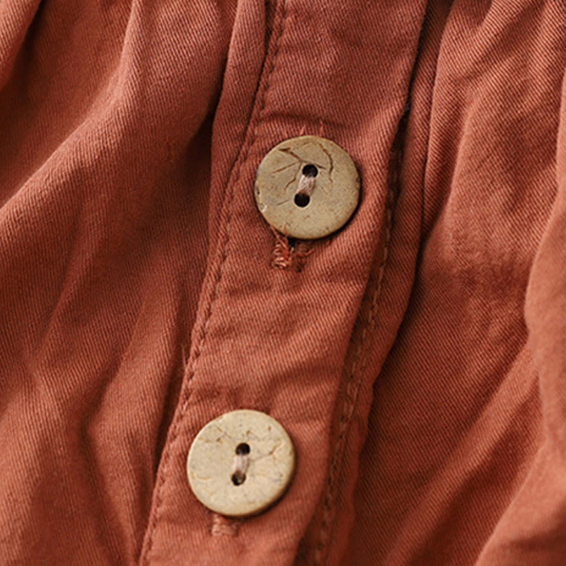 Vestido midi de algodón con mangas largas abullonadas, diseño de patchwork de encaje con volantes y bolsillos de Buddha Stones - image 7