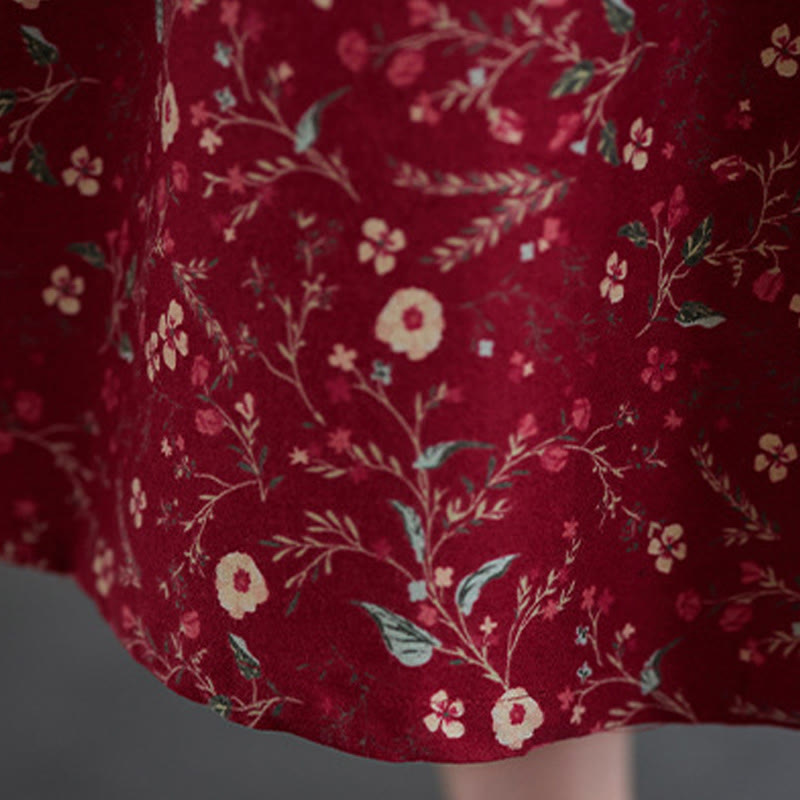 Vestido midi de lino y algodón con estampado étnico de Buddha Stones, manga larga, cordón ajustable y bolsillos - image 19