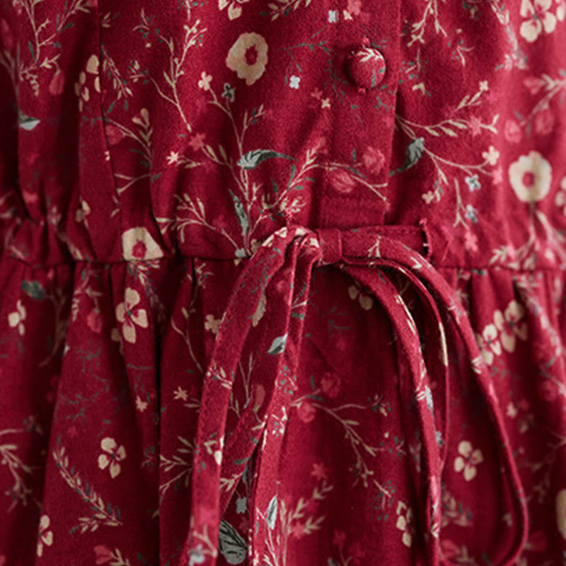 Vestido midi de lino y algodón con estampado étnico de Buddha Stones, manga larga, cordón ajustable y bolsillos - image 15