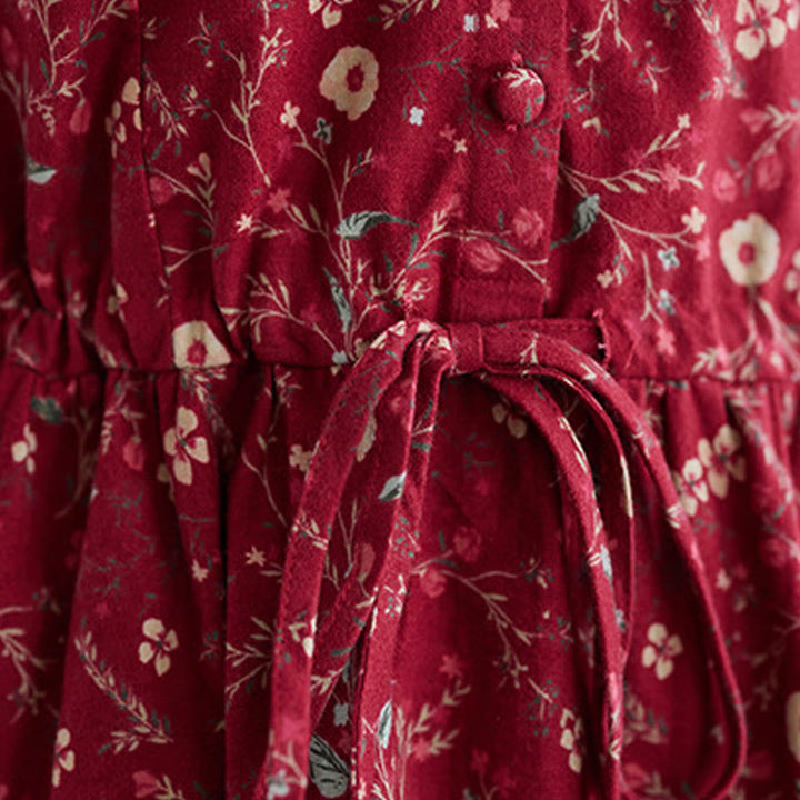 Vestido midi de lino y algodón con estampado étnico de Buddha Stones, manga larga, cordón ajustable y bolsillos - image 15