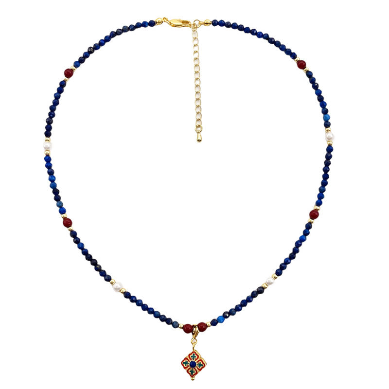 Collar con colgante de perla lazurita y Buddha Stones - image 8