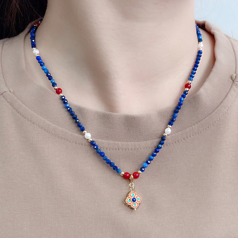 Collar con colgante de perla lazurita y Buddha Stones - image 5