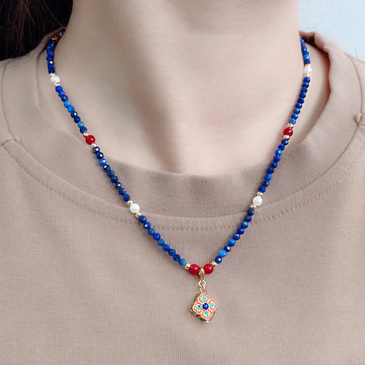 Collar con colgante de perla lazurita y Buddha Stones - image 5