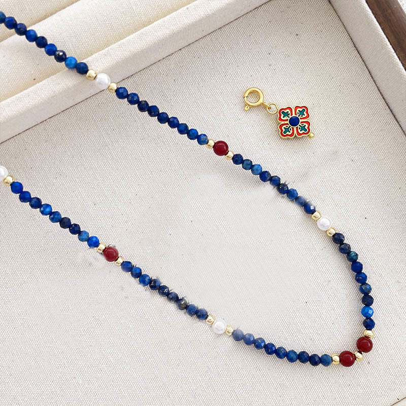 Collar con colgante de perla lazurita y Buddha Stones - image 9