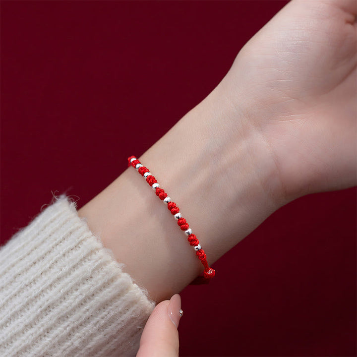 Pulsera de la suerte ajustable con cuentas de hilo rojo de plata de ley 925 y Buddha Stones - image 14