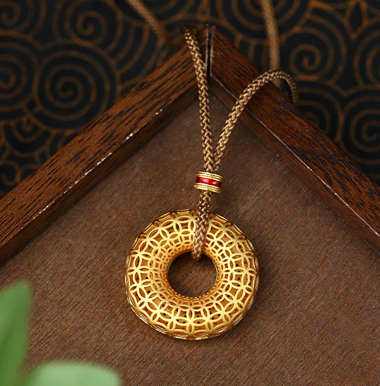 Colgante de cobre con diseño de moneda de cobre y Buddha Stones, hebilla de la paz, símbolo de la prosperidad - image 3