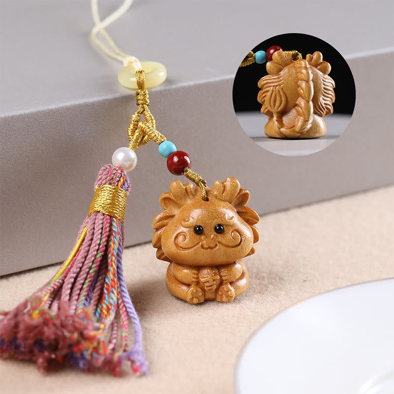 Llavero con borlas coloridas y Buddha Stones de sándalo, 12 bendiciones del zodiaco chino - image 3