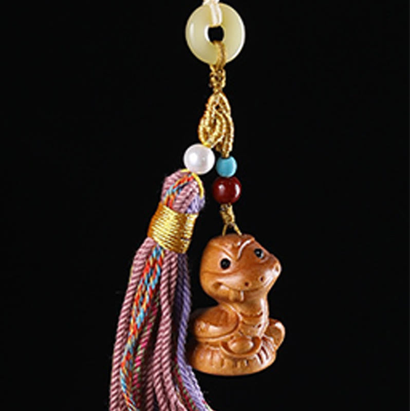Llavero con borlas coloridas y Buddha Stones de sándalo, 12 bendiciones del zodiaco chino - image 22