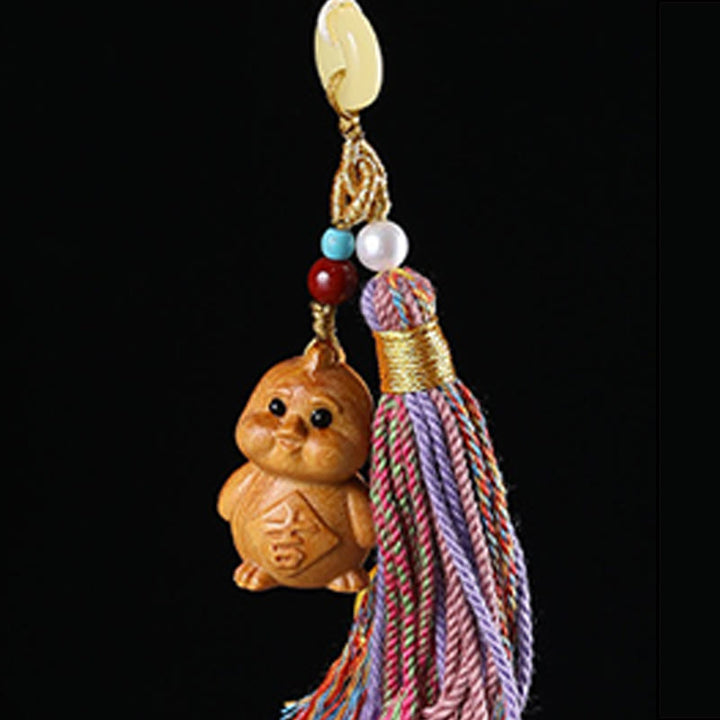 Llavero con borlas coloridas y Buddha Stones de sándalo, 12 bendiciones del zodiaco chino - image 30