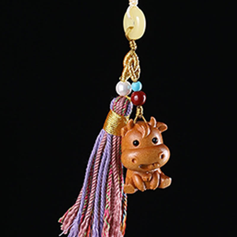 Llavero con borlas coloridas y Buddha Stones de sándalo, 12 bendiciones del zodiaco chino - image 13