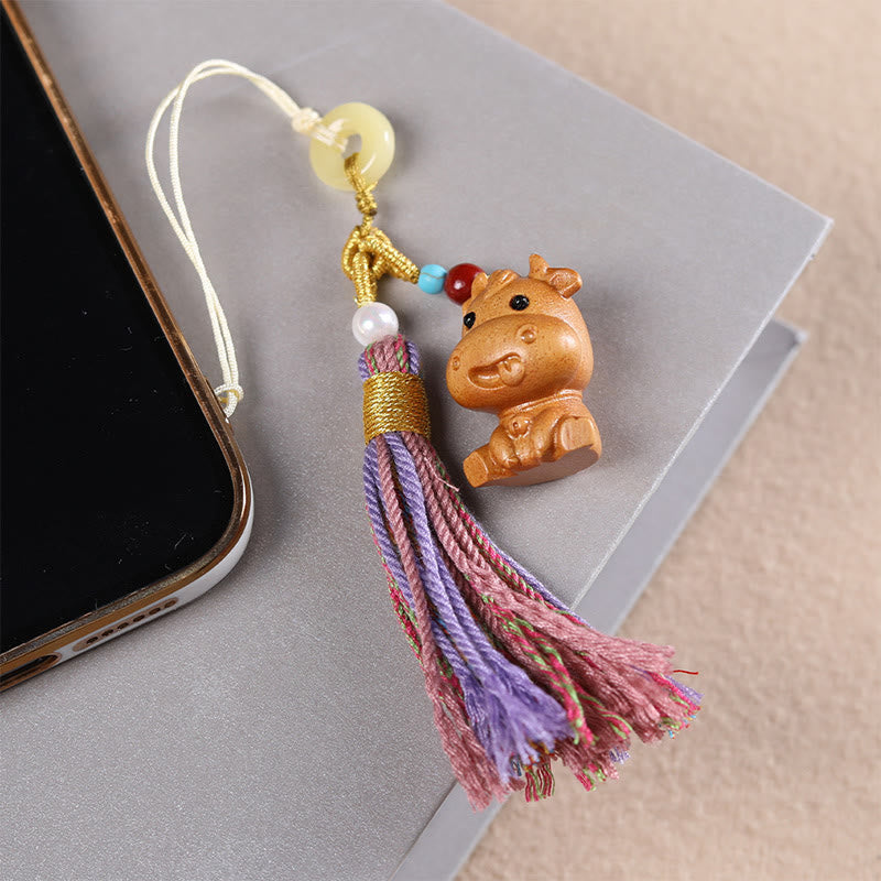 Llavero con borlas coloridas y Buddha Stones de sándalo, 12 bendiciones del zodiaco chino - image 15