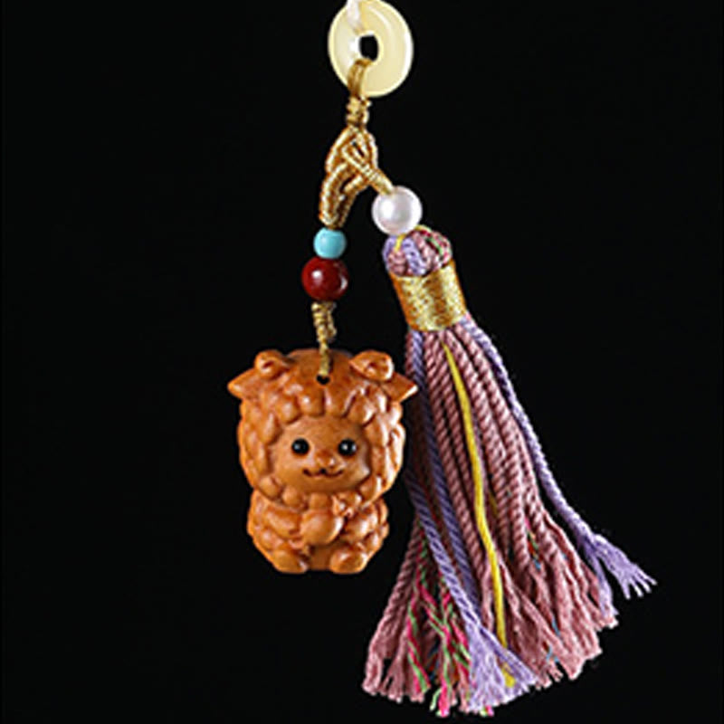 Llavero con borlas coloridas y Buddha Stones de sándalo, 12 bendiciones del zodiaco chino - image 26