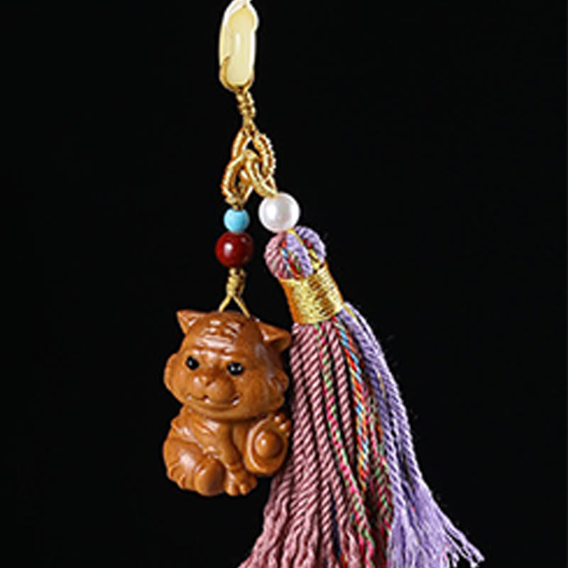 Llavero con borlas coloridas y Buddha Stones de sándalo, 12 bendiciones del zodiaco chino - image 18