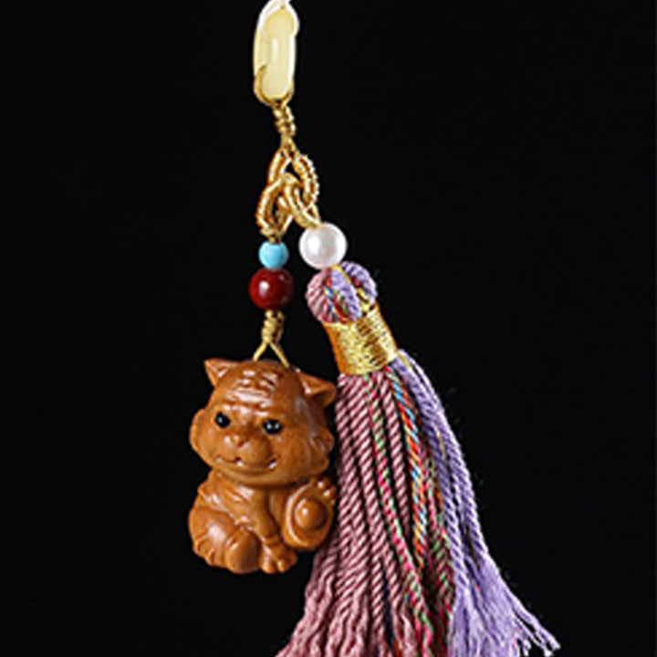 Llavero con borlas coloridas y Buddha Stones de sándalo, 12 bendiciones del zodiaco chino - image 18