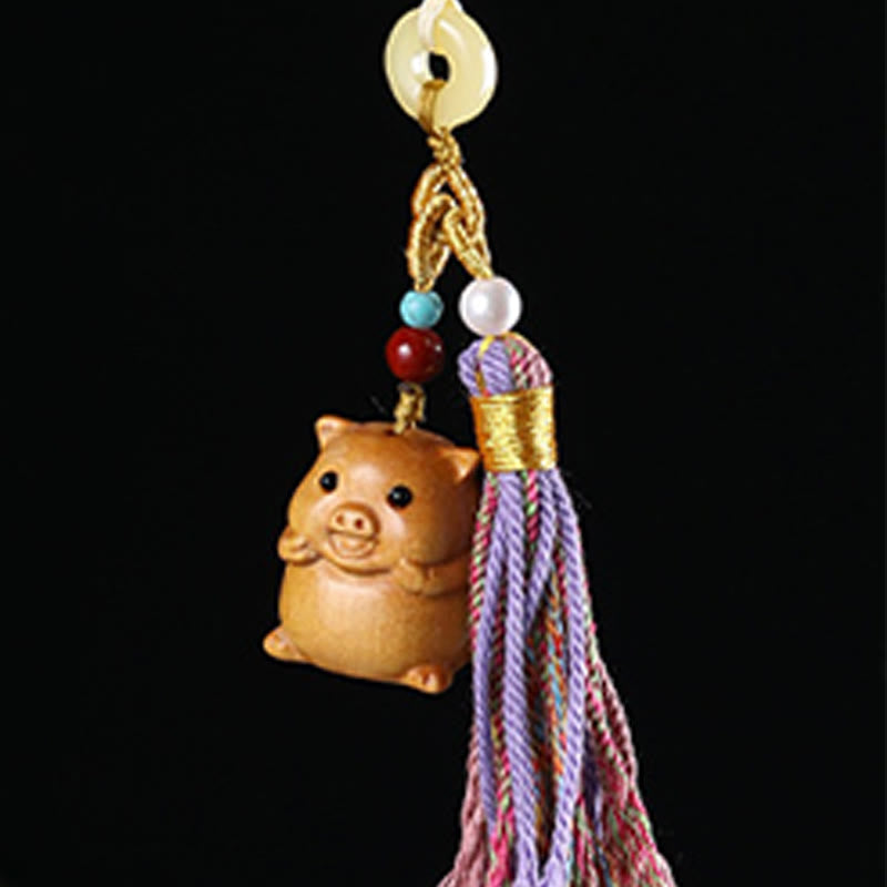 Llavero con borlas coloridas y Buddha Stones de sándalo, 12 bendiciones del zodiaco chino - image 34