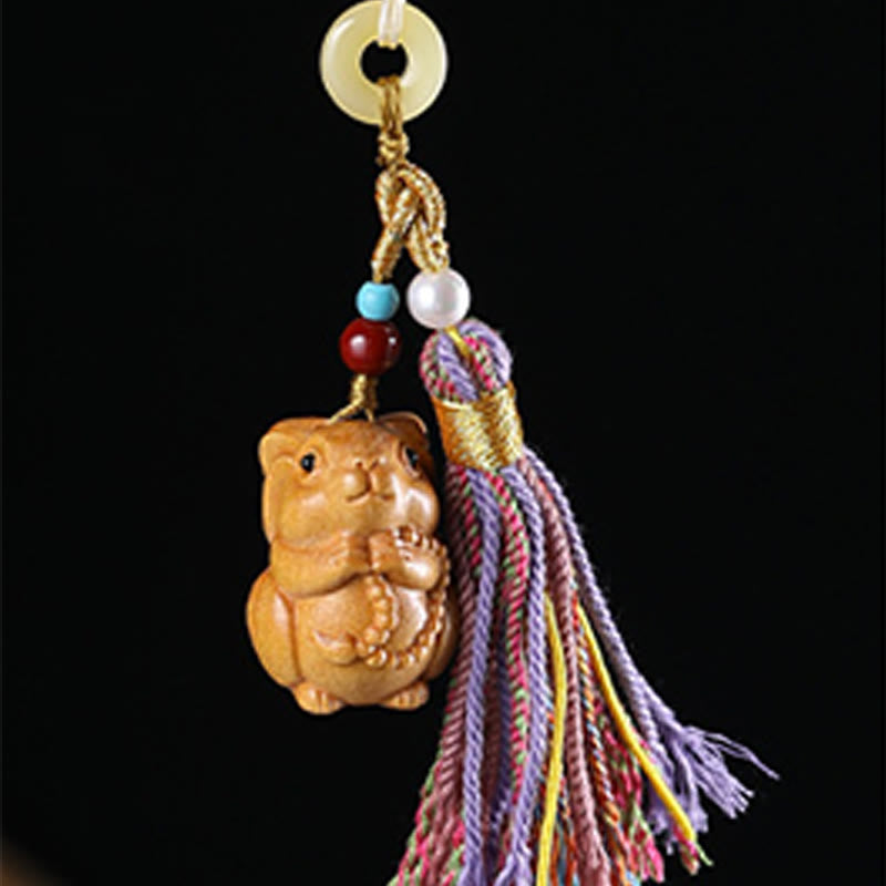 Llavero con borlas coloridas y Buddha Stones de sándalo, 12 bendiciones del zodiaco chino - image 20