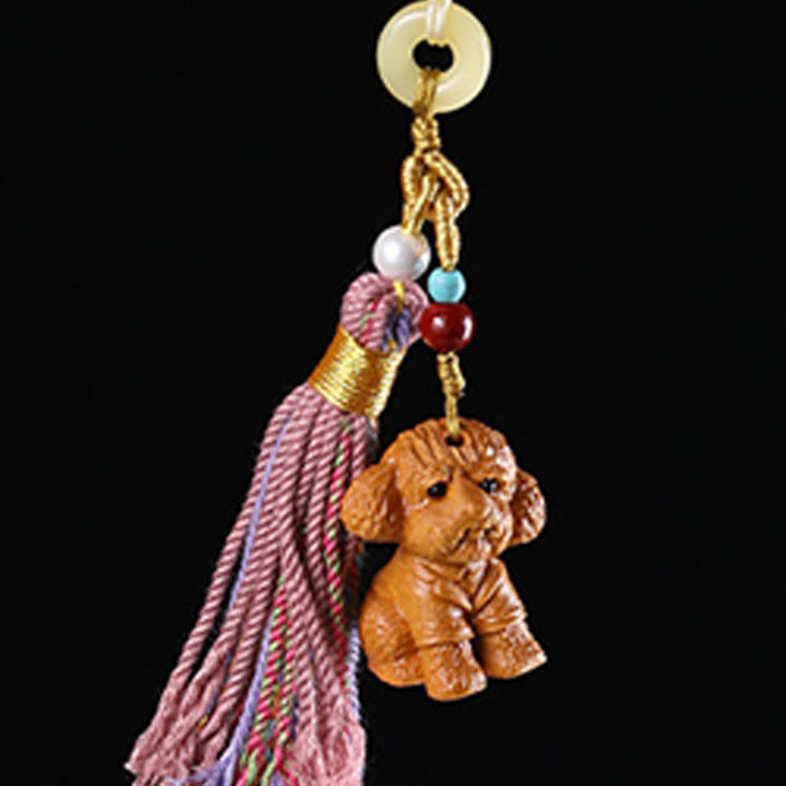 Llavero con borlas coloridas y Buddha Stones de sándalo, 12 bendiciones del zodiaco chino - image 32