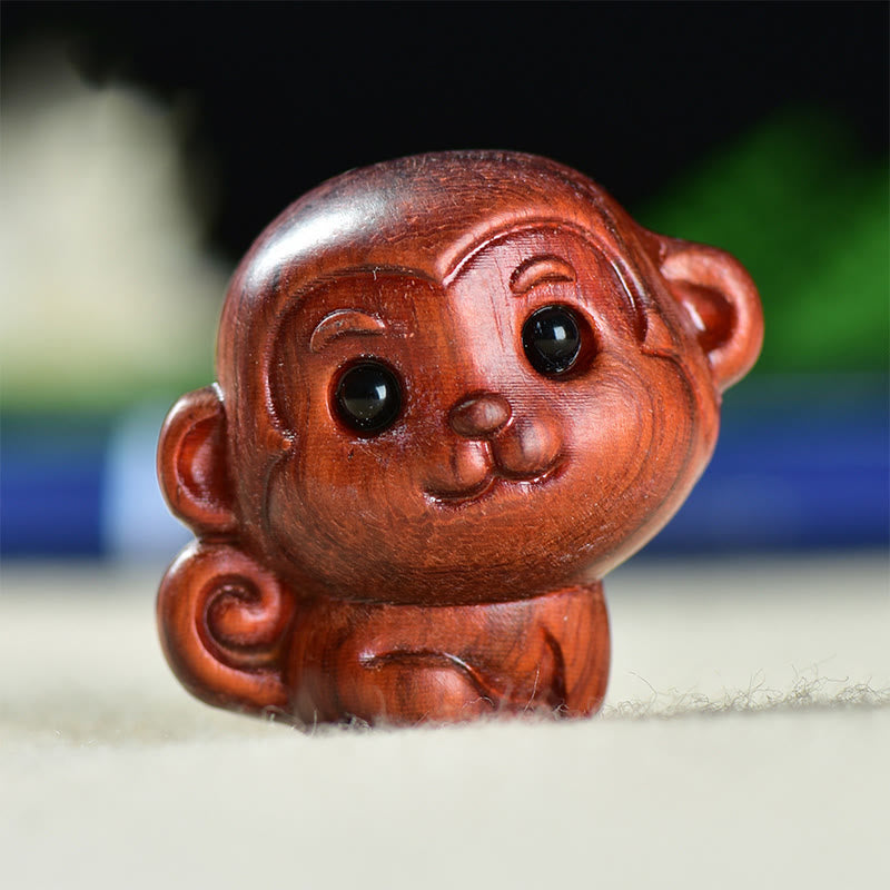 Buddha Stones, sándalo verde, hoja pequeña, sándalo rojo, monos lindos, animales, decoración de paz - Mono de sándalo rojo de hoja pequeña (28 x 28 x 22 mm) - image 10