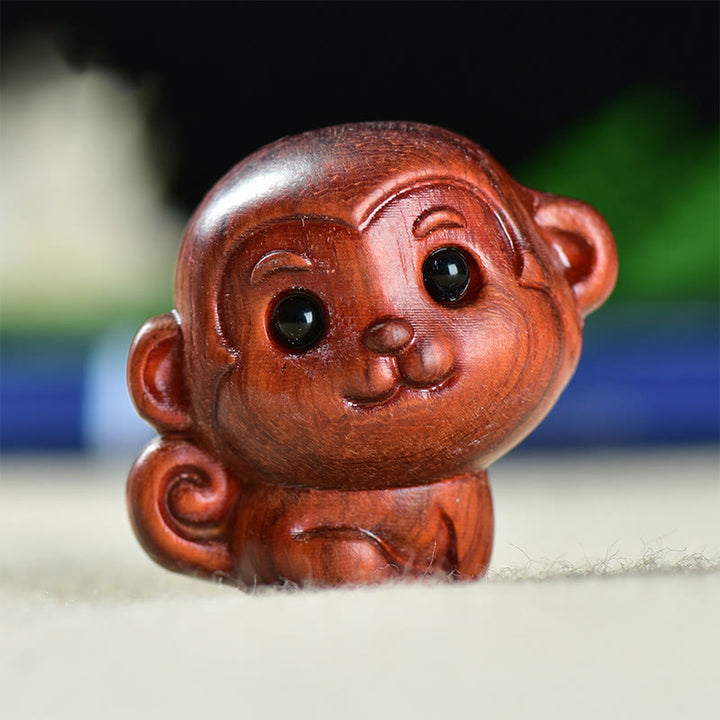 Buddha Stones, sándalo verde, hoja pequeña, sándalo rojo, monos lindos, animales, decoración de paz - Mono de sándalo rojo de hoja pequeña (28 x 28 x 22 mm) - image 10