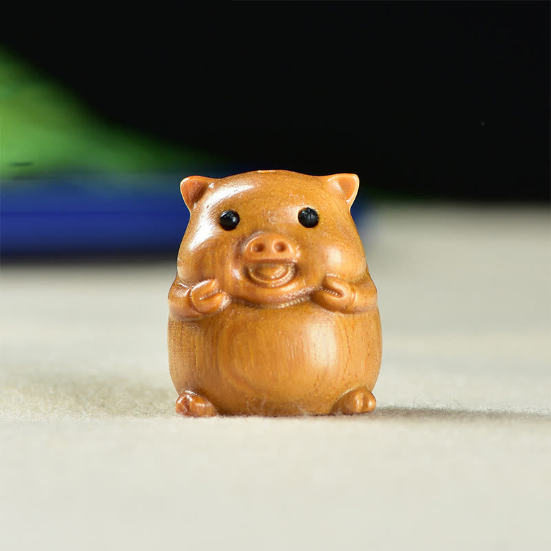 Buddha Stones, sándalo verde, hoja pequeña, sándalo rojo, cerdos adorables, animales, decoración positiva - Cerdo de sándalo (25 x 23 x 23 mm) - image 7