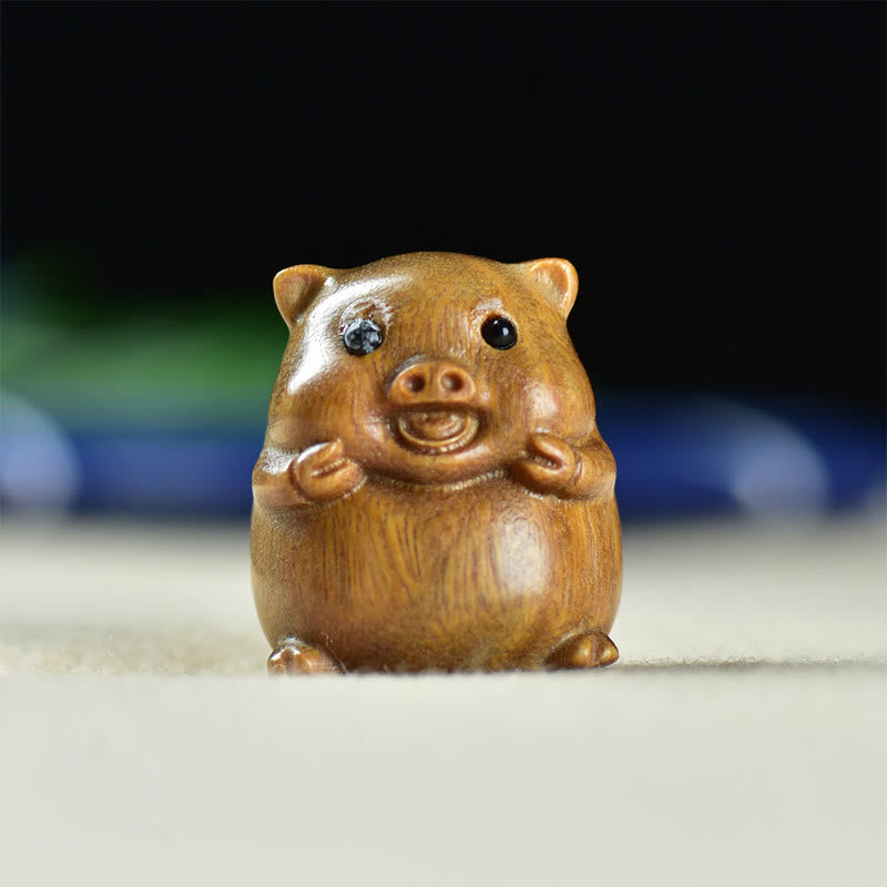 Buddha Stones, sándalo verde, hoja pequeña, sándalo rojo, cerdos adorables, animales, decoración positiva - Cerdo de sándalo verde (25 x 23 x 23 mm) - image 1