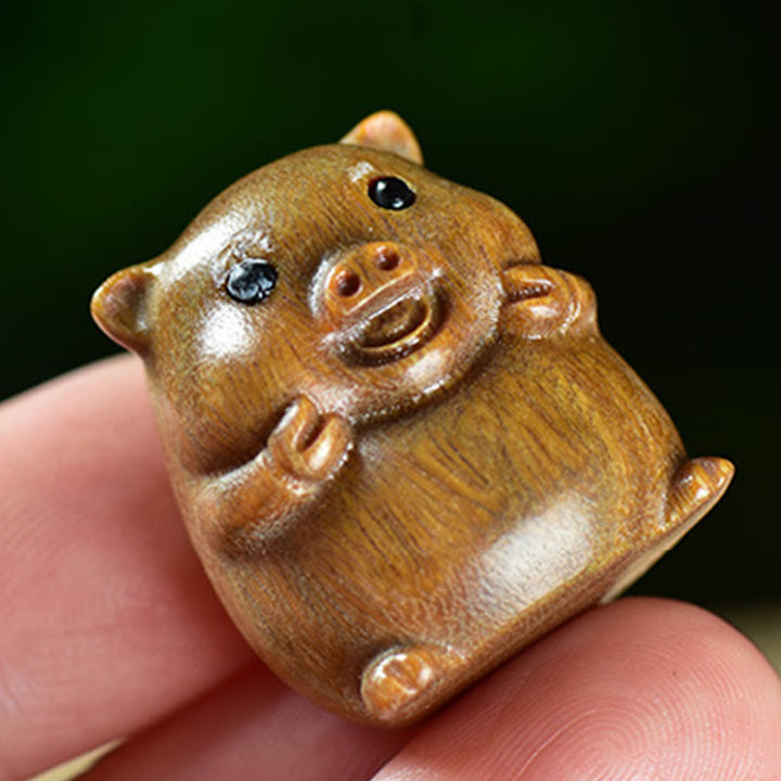 Buddha Stones, sándalo verde, hoja pequeña, sándalo rojo, cerdos adorables, animales, decoración positiva - image 3