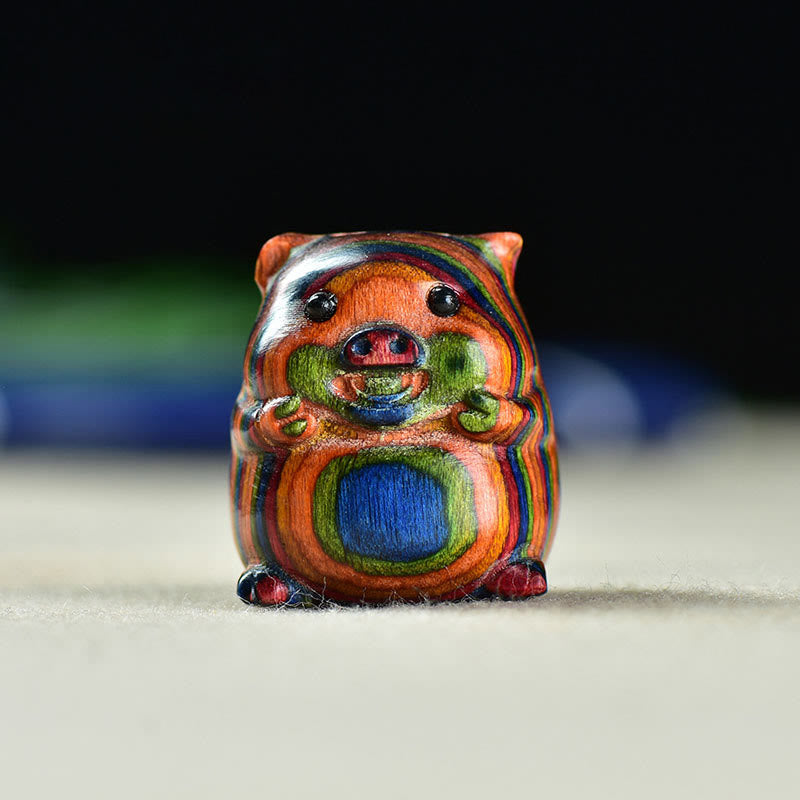 Buddha Stones, sándalo verde, hoja pequeña, sándalo rojo, cerdos adorables, animales, decoración positiva - Cerdo de eucalipto arcoíris (25 x 23 x 23 mm) - image 14