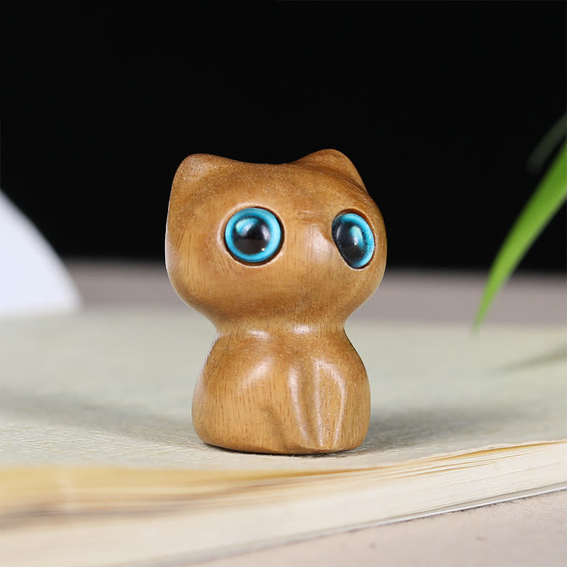 Buddha Stones, madera de ébano, hoja pequeña, sándalo rojo, animales lindos, gatos, decoración tranquila - Sándalo verde (33 x 24 x 21 mm) - image 6