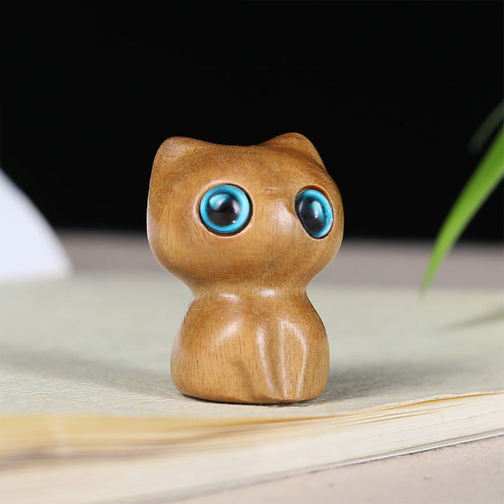 Buddha Stones, madera de ébano, hoja pequeña, sándalo rojo, animales lindos, gatos, decoración tranquila - Sándalo verde (33 x 24 x 21 mm) - image 6