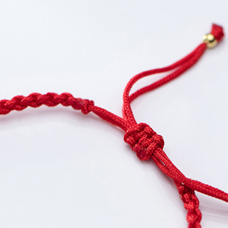 Pulsera trenzada de hilo rojo con cuentas de oro bañadas en plata de ley 925 y Buddha Stones - image 15