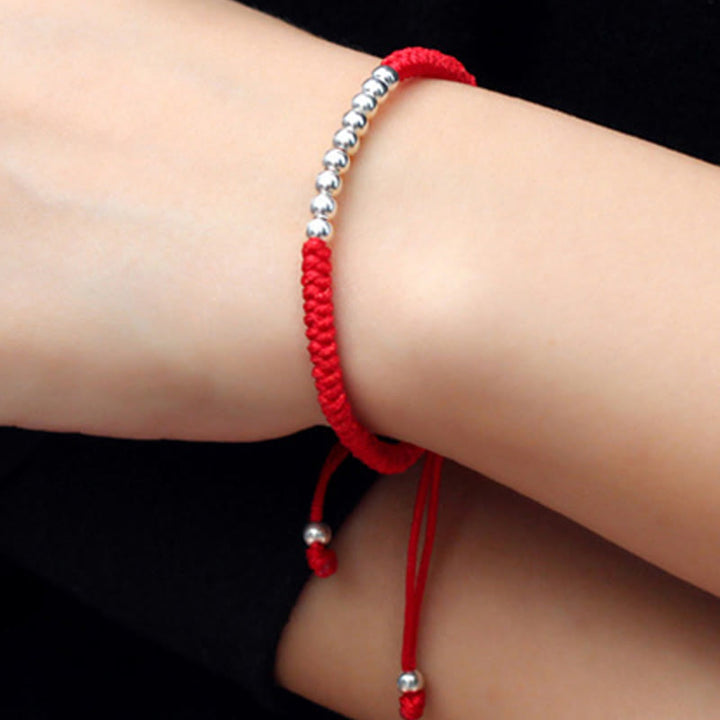 Pulsera de la suerte con cuentas simples de Buddha Stones en plata de ley 925 estilo retro con nudo - image 5