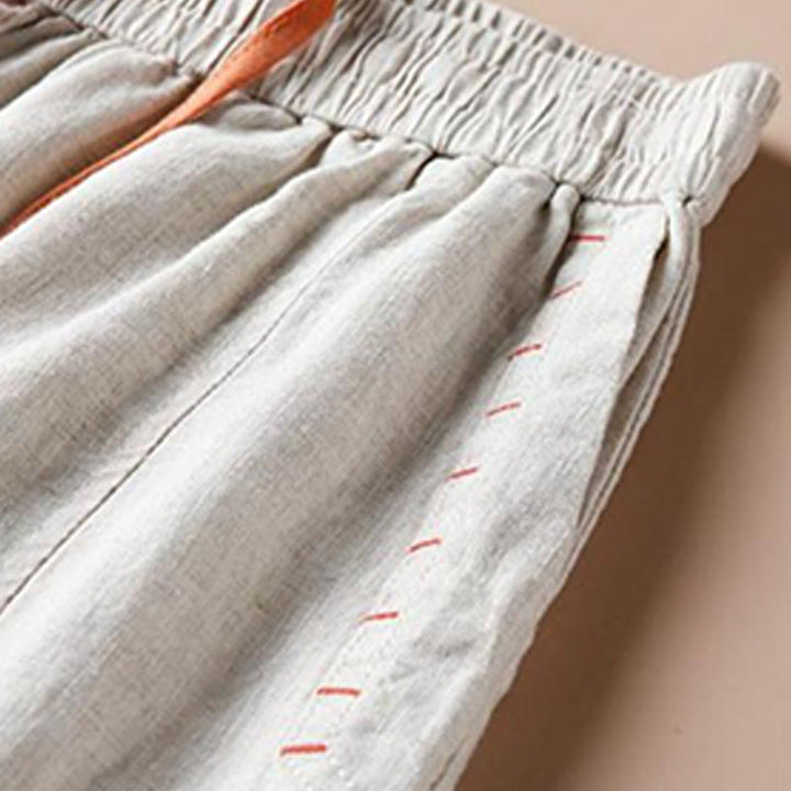 Pantalones casuales de algodón Buddha Stones con dobladillo con abertura para mujer, de pierna ancha y bolsillos, de largo 7-8 - image 3