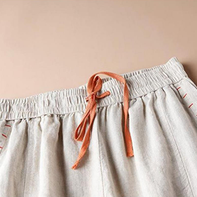 Pantalones casuales de algodón Buddha Stones con dobladillo con abertura para mujer, de pierna ancha y bolsillos, de largo 7-8 - image 1