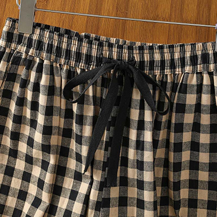 Pantalones casuales de algodón con costuras de Buddha Stones, de pierna ancha y bolsillos para mujer, tallas 7-8 - image 3