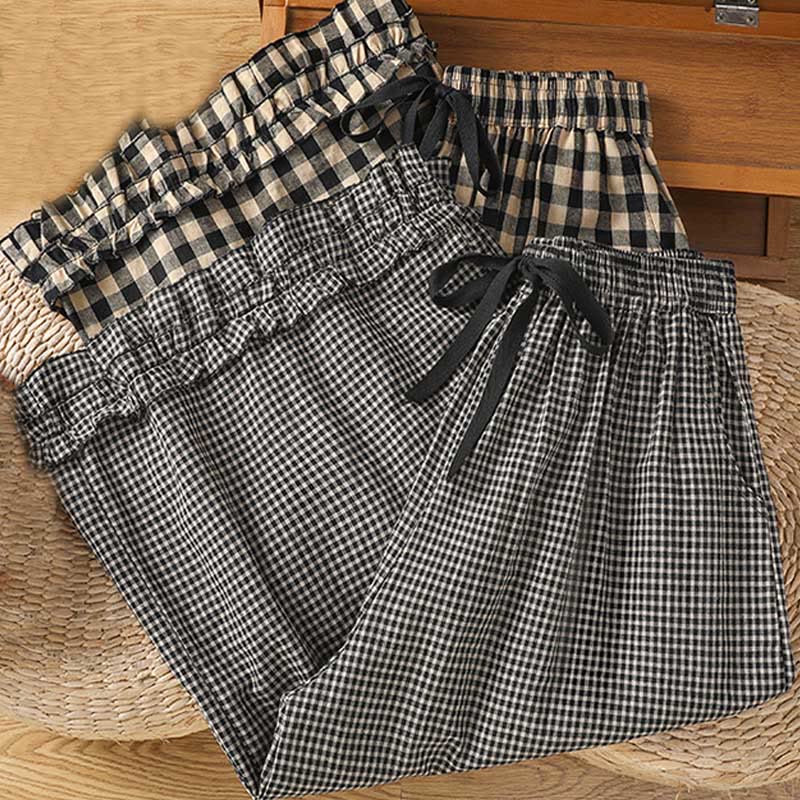 Pantalones casuales de algodón con costuras de Buddha Stones, de pierna ancha y bolsillos para mujer, tallas 7-8 - image 17