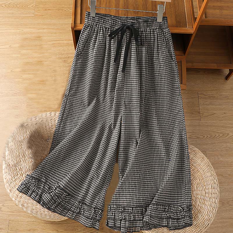 Pantalones casuales de algodón con costuras de Buddha Stones, de pierna ancha y bolsillos para mujer, tallas 7-8 - Gris oscuro - US6，UK/AU10，EU38 (XL) - image 9