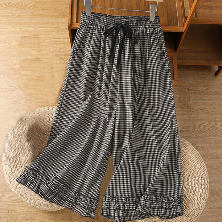 Pantalones casuales de algodón con costuras de Buddha Stones, de pierna ancha y bolsillos para mujer, tallas 7-8 - Gris oscuro - US6，UK/AU10，EU38 (XL) - image 9