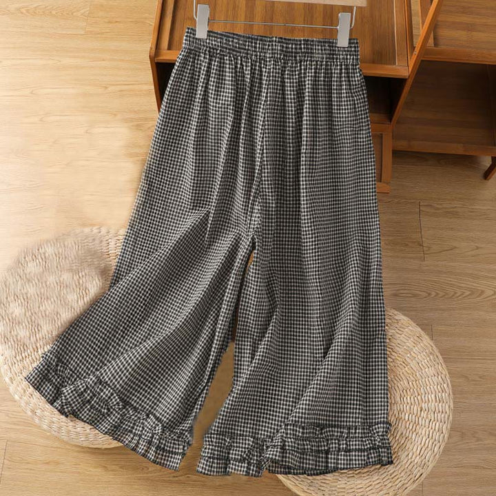 Pantalones casuales de algodón con costuras de Buddha Stones, de pierna ancha y bolsillos para mujer, tallas 7-8 - image 10