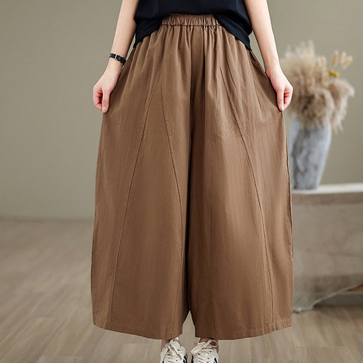 Pantalones casuales Buddha Stones de algodón liso para mujer, de pierna ancha, con bolsillos, tallas 7-8 - Perú - US8-10，UK/AU12-14，EU40-42 (2XL) - image 13