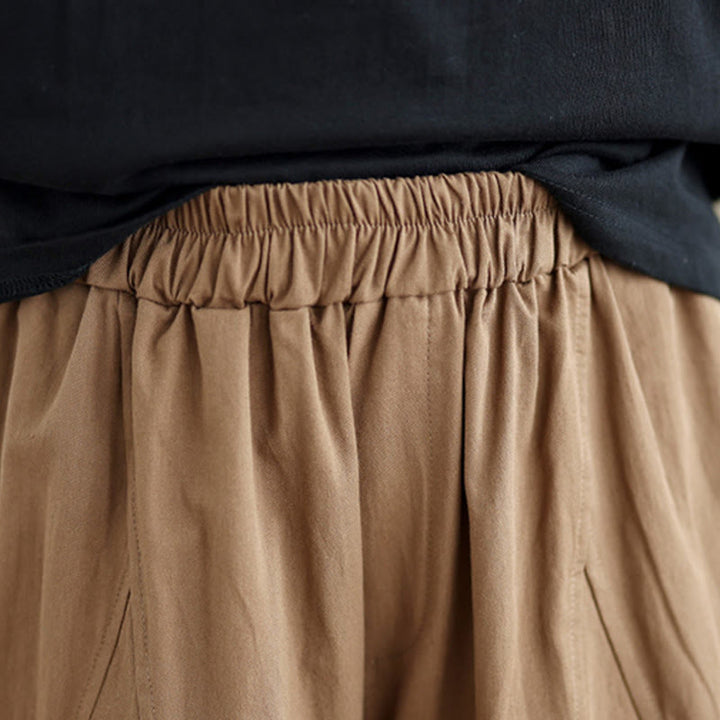 Pantalones casuales Buddha Stones de algodón liso para mujer, de pierna ancha, con bolsillos, tallas 7-8 - image 19